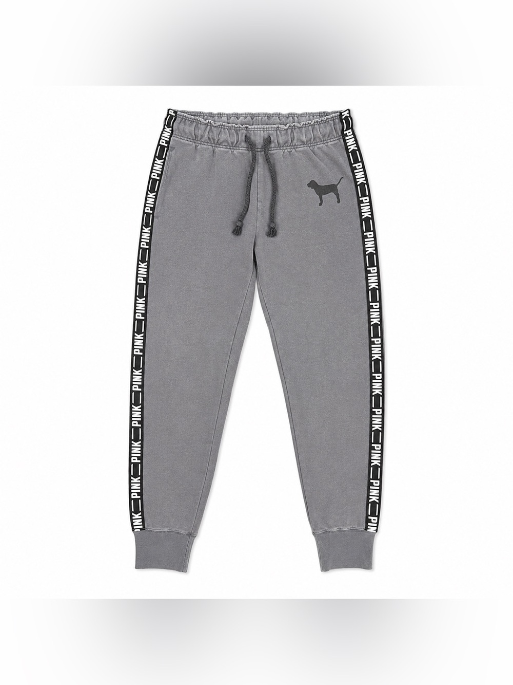 PINK Victoria’s Secret Gray Jogger Sweatpants Logo Tape 28x35 Womens M